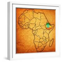 Ethiopia on Actual Map of Africa-michal812-Framed Art Print