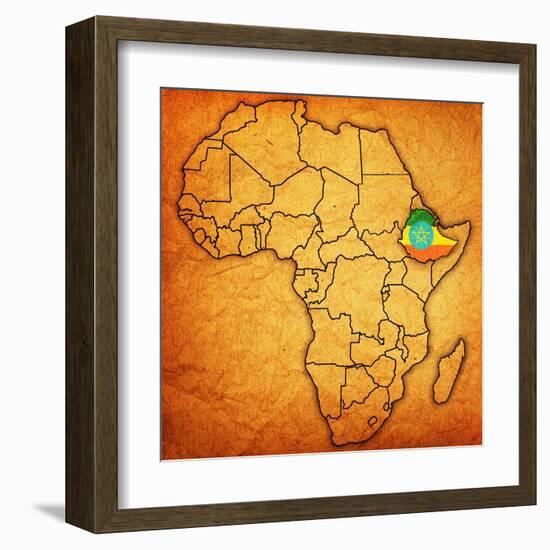 Ethiopia on Actual Map of Africa-michal812-Framed Art Print