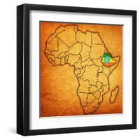 Ethiopia on Actual Map of Africa-michal812-Framed Art Print