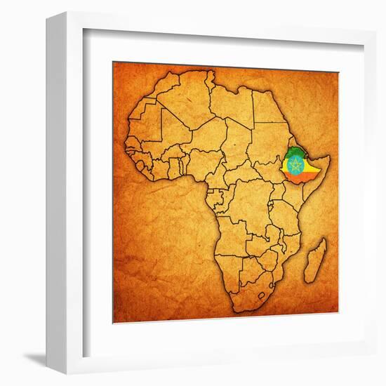 Ethiopia on Actual Map of Africa-michal812-Framed Art Print