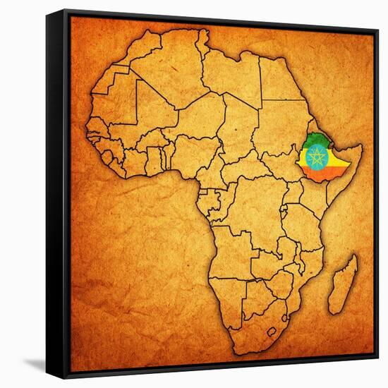 Ethiopia on Actual Map of Africa-michal812-Framed Stretched Canvas