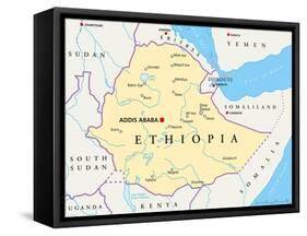 Ethiopia Political Map-Peter Hermes Furian-Framed Stretched Canvas