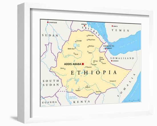 Ethiopia Political Map-Peter Hermes Furian-Framed Art Print