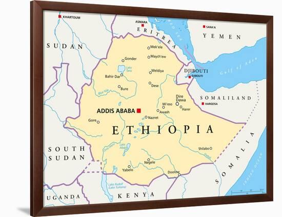 Ethiopia Political Map-Peter Hermes Furian-Framed Art Print