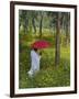 Ethiopian Woman Holding a Red Umbrella in a Field of Eucalyptus and Blooming Yellow Meskel Flowers-Gavin Hellier-Framed Photographic Print