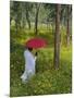 Ethiopian Woman Holding a Red Umbrella in a Field of Eucalyptus and Blooming Yellow Meskel Flowers-Gavin Hellier-Mounted Photographic Print