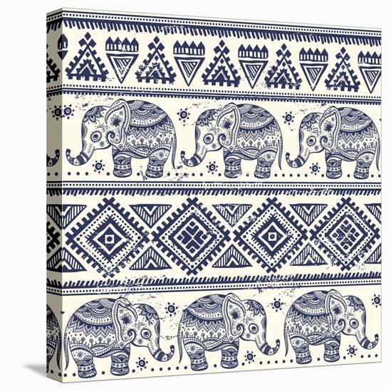 Ethnic Elephant-transiastock-Stretched Canvas