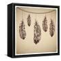 Ethnic Feather On The Cardboard Background-transiastock-Framed Stretched Canvas