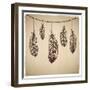Ethnic Feather On The Cardboard Background-transiastock-Framed Art Print