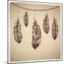 Ethnic Feather On The Cardboard Background-transiastock-Mounted Art Print