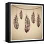 Ethnic Feather On The Cardboard Background-transiastock-Framed Stretched Canvas