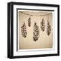 Ethnic Feather On The Cardboard Background-transiastock-Framed Art Print