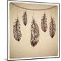 Ethnic Feather On The Cardboard Background-transiastock-Mounted Art Print