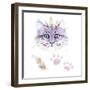 Ethno Cat Watercolor-Alina Shtefuriak-Framed Art Print