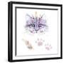 Ethno Cat Watercolor-Alina Shtefuriak-Framed Art Print