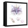 Ethno Cat Watercolor-Alina Shtefuriak-Framed Stretched Canvas