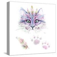 Ethno Cat Watercolor-Alina Shtefuriak-Stretched Canvas