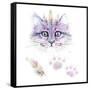 Ethno Cat Watercolor-Alina Shtefuriak-Framed Stretched Canvas