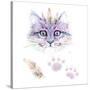 Ethno Cat Watercolor-Alina Shtefuriak-Stretched Canvas