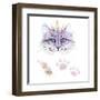 Ethno Cat Watercolor-Alina Shtefuriak-Framed Art Print