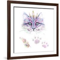 Ethno Cat Watercolor-Alina Shtefuriak-Framed Art Print