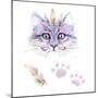 Ethno Cat Watercolor-Alina Shtefuriak-Mounted Premium Giclee Print