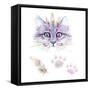 Ethno Cat Watercolor-Alina Shtefuriak-Framed Stretched Canvas