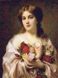 A Young Girl with a Basket of Flowers-Etienne Adolphe Piot-Stretched Canvas