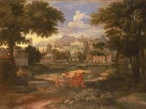 Vue de l'Orangerie, des parterres et du château de Versailles prises des hauteurs de Satory-Etienne Allegrain-Framed Stretched Canvas