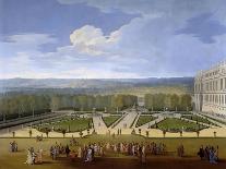 Vue de l'Orangerie, des parterres et du château de Versailles prises des hauteurs de Satory-Etienne Allegrain-Framed Stretched Canvas