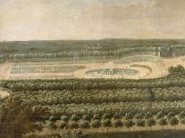 Vue de l'Orangerie, des parterres et du château de Versailles prises des hauteurs de Satory-Etienne Allegrain-Framed Stretched Canvas