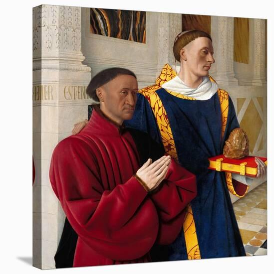 Étienne Chevalier with Saint Stephen, Ca 1454-Jean Fouquet-Stretched Canvas