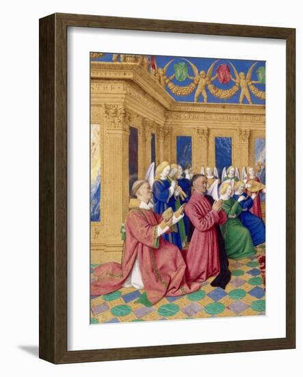 Étienne Chevalier with Saint Stephen, Ca 1455-Jean Fouquet-Framed Giclee Print