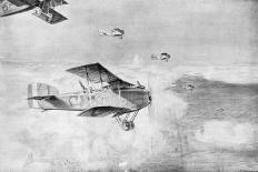 Three-Seated Aeroplane on a Photographic Mission, Protected by a Spad Fighter Aircraft, 1918-Etienne Cournault-Giclee Print