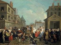 A Market Scene in a Town with Mounted Oriental Travellers and Girls Dancing, 1748-Etienne Jeaurat-Giclee Print