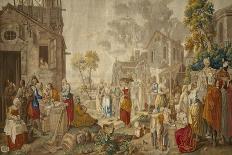 A Market Scene in a Town with Mounted Oriental Travellers and Girls Dancing, 1748-Etienne Jeaurat-Giclee Print