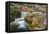 Etive River Cascades Water Flowing over Red Rocks-null-Framed Stretched Canvas