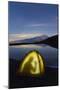 Etna erupting, is reflected in a lake at night on the Nebrodi muntains in the north of Sicily,Italy-ClickAlps-Mounted Photographic Print