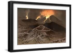 Etna Erupts 1885-Eugene Ciceri-Framed Art Print