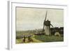 Etretat-A Windmill-Jean-Baptiste-Camille Corot-Framed Giclee Print