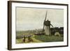 Etretat-A Windmill-Jean-Baptiste-Camille Corot-Framed Giclee Print