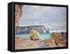 Etretat, Beach and Falaise D'Aval, 1884-Claude Monet-Framed Stretched Canvas