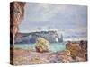 Etretat, Beach and Falaise D'Aval, 1884-Claude Monet-Stretched Canvas