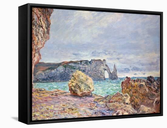 Etretat, Beach and Falaise D'Aval, 1884-Claude Monet-Framed Stretched Canvas