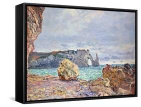 Etretat, Beach and Falaise D'Aval, 1884-Claude Monet-Framed Stretched Canvas