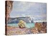 Etretat, Beach and Falaise D'Aval, 1884-Claude Monet-Stretched Canvas