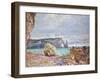 Etretat, Beach and Falaise D'Aval, 1884-Claude Monet-Framed Giclee Print