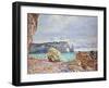 Etretat, Beach and Falaise D'Aval, 1884-Claude Monet-Framed Giclee Print