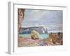 Etretat, Beach and Falaise D'Aval, 1884-Claude Monet-Framed Giclee Print