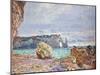 Etretat, Beach and Falaise D'Aval, 1884-Claude Monet-Mounted Giclee Print